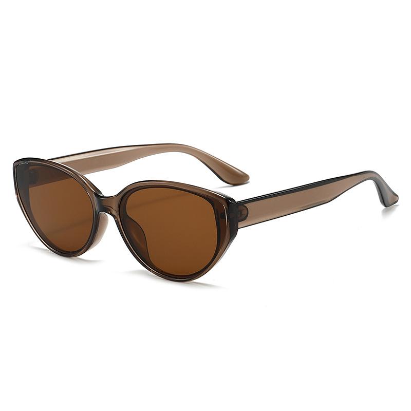 Foreign Trade All-Match Cat Eye Sunglasses Women's High-Looking European and American Retro Trendy Brown Sunglasses Men's UV-Proof Glasses
