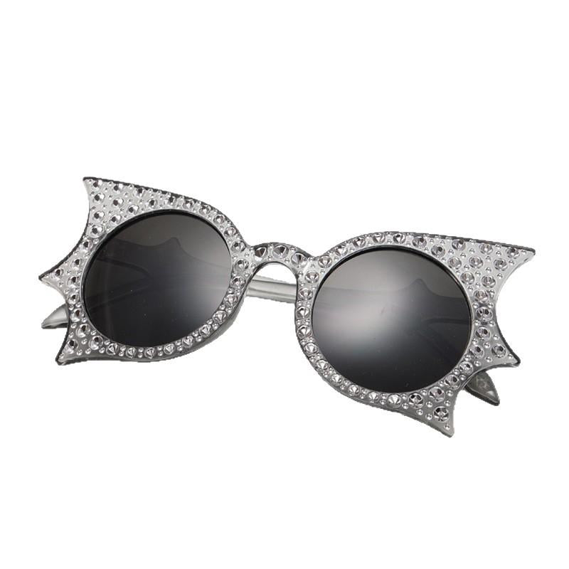 2026 New Diamond Sunglasses European and American Fashion Bat Rhinestone Glasses Halloween Masquerade Party Sunglasses