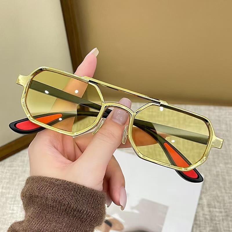 European and American Retro Double Beam Pilot Sunglasses Men's and Women's Outdoor Riding Driving Sun Protection Fashion Trendy Sunglasses