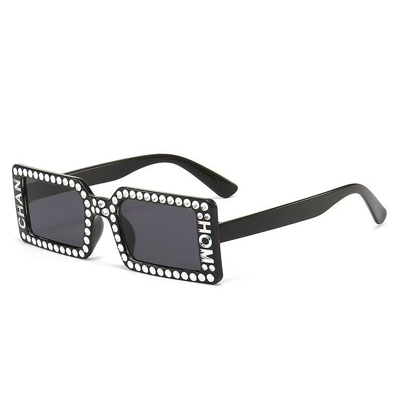 2025 European and American Imitation Diamond Fashion Sunglasses Cross-Border Fashion Street Shooting Sunglasses Female Ins Retro Sunglasses Wholesale