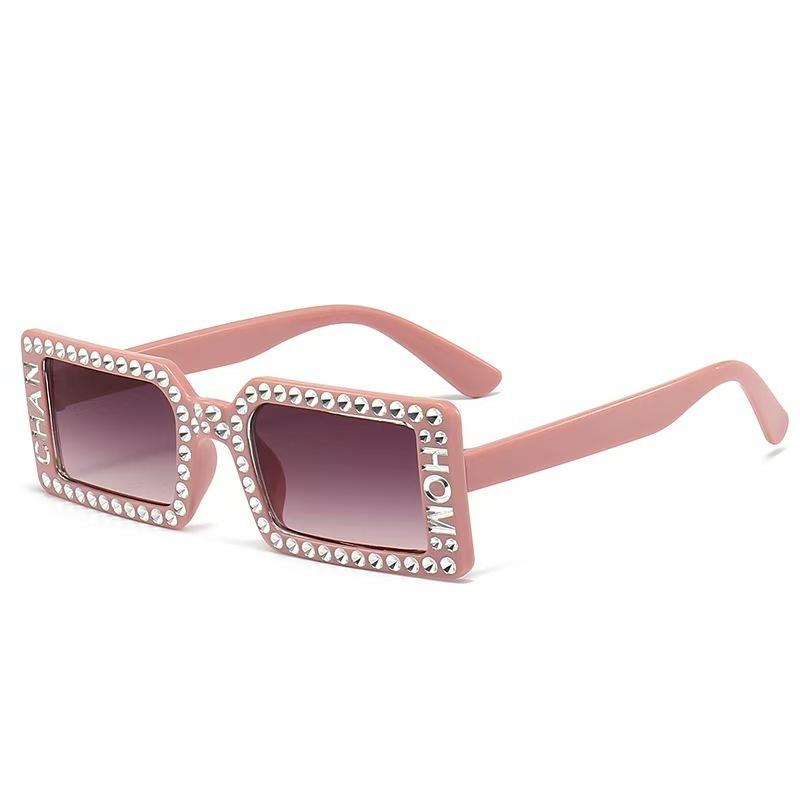 2025 European and American Imitation Diamond Fashion Sunglasses Cross-Border Fashion Street Shooting Sunglasses Female Ins Retro Sunglasses Wholesale