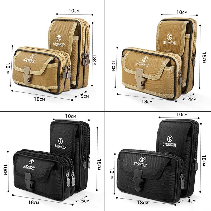New Mobile Phone Bag Men's Belt Construction Site Work Hanging Bag Waist Bag Middle-Aged and Elderly Multi-Functional 7-Inch Mobile Phone Case