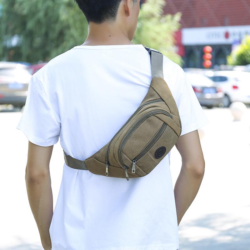 Cross-Border Thickened Canvas Waist Bag Men's Multi-Color Wear-Resistant Sports Chest Bag Messenger Bag Outdoor Leisure Crossbody Wallet