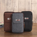 New Men's Waist Bag Mobile Phone Bag Casual Belt Waist Bag Canvas Mobile Phone Waist Bag Multi-Functional Horizontal and Vertical Waist Bag
