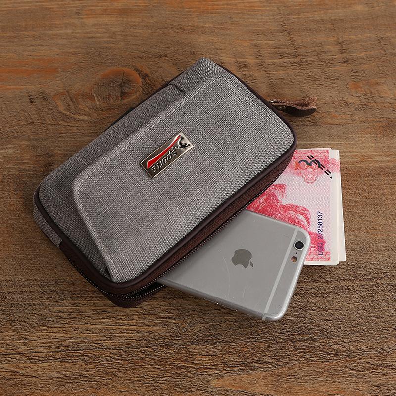 New Men's Waist Bag Mobile Phone Bag Casual Belt Waist Bag Canvas Mobile Phone Waist Bag Multi-Functional Horizontal and Vertical Waist Bag