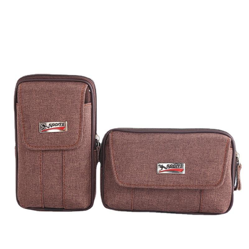 New Men's Waist Bag Mobile Phone Bag Casual Belt Waist Bag Canvas Mobile Phone Waist Bag Multi-Functional Horizontal and Vertical Waist Bag