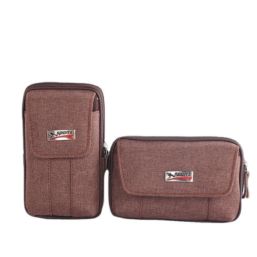 New Men's Waist Bag Mobile Phone Bag Casual Belt Waist Bag Canvas Mobile Phone Waist Bag Multi-Functional Horizontal and Vertical Waist Bag
