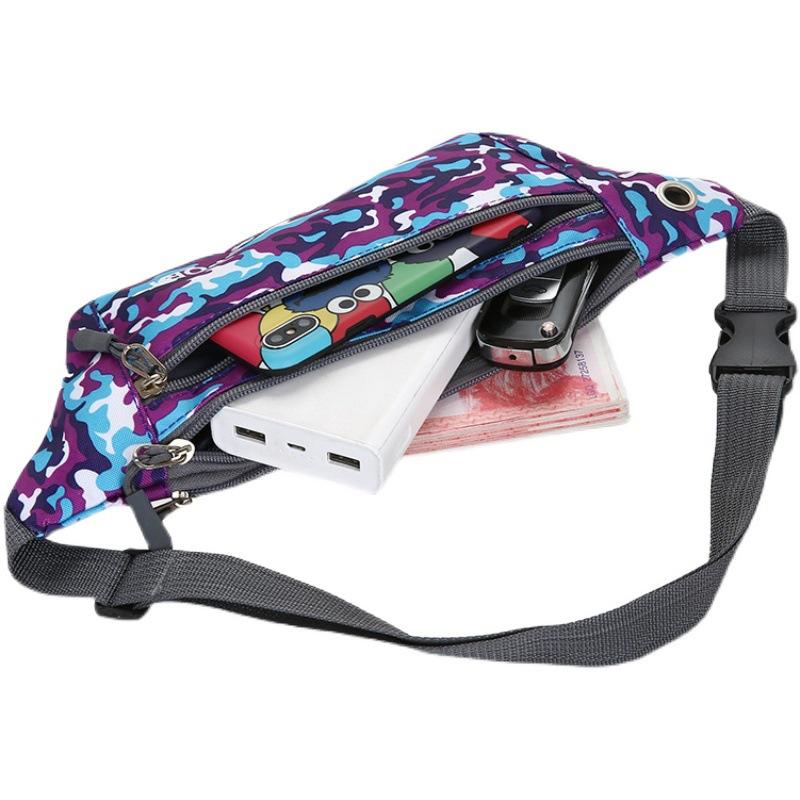 Nylon Waterproof Cloth Sports Waist Bag Mobile Phone Bag Outdoor Fitness Bag Stall Supply Camouflage Multi-Pocket