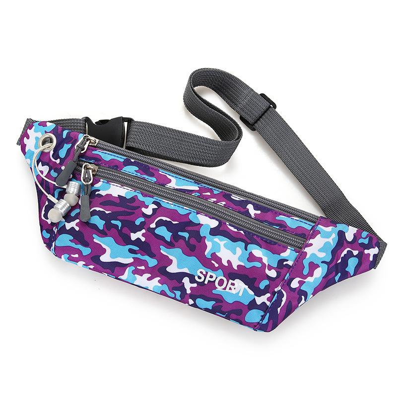 Nylon Waterproof Cloth Sports Waist Bag Mobile Phone Bag Outdoor Fitness Bag Stall Supply Camouflage Multi-Pocket