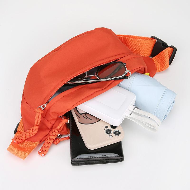 New Simple Sports Waist Bag Men's and Women's Commuter All-Match Shoulder Messenger Bag Solid Color Lightweight Large Capacity Chest Bag