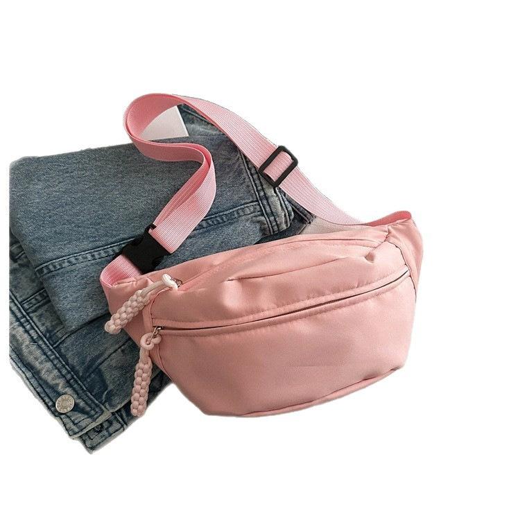 New Simple Sports Waist Bag Men's and Women's Commuter All-Match Shoulder Messenger Bag Solid Color Lightweight Large Capacity Chest Bag