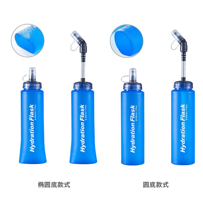 Food Grade Portable Folding 500ml Outdoor Soft Water Bag Outdoor Sports Mountaineering Cross-Country Running Backpack Soft Water Bag