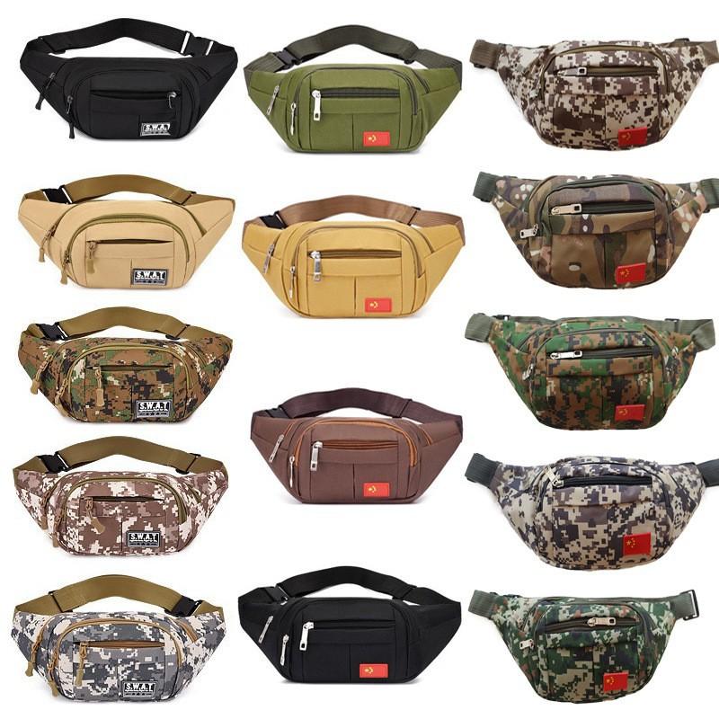 New Men's Waist Bag Mobile Phone Bag Multi-Functional Sports Leisure Men's Bag Outdoor Camouflage Shoulder Crossbody Bag Chest Bag
