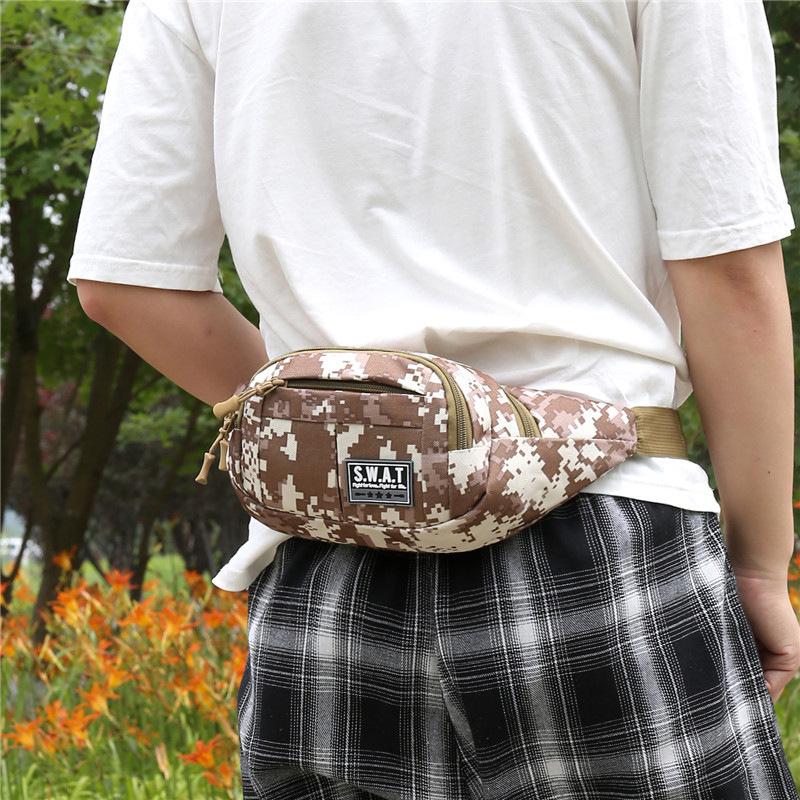 New Men's Waist Bag Mobile Phone Bag Multi-Functional Sports Leisure Men's Bag Outdoor Camouflage Shoulder Crossbody Bag Chest Bag