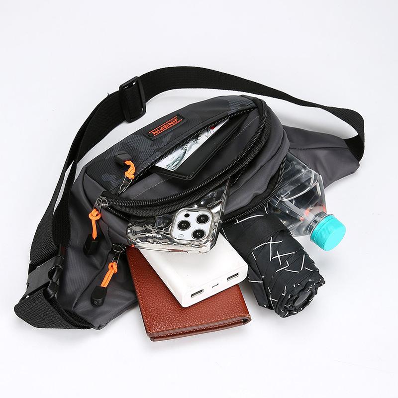 New Sports Waist Bag Men's Outdoor Multi-Functional Chest Bag Waterproof Wear-Resistant Large Capacity Cashier Bag Business Coin Purse