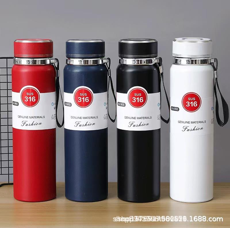 316 Stainless Steel Fashion Vacuum Cup Business Large Capacity Outdoor Portable Sling Sports Sun Pot Engraved Logo
