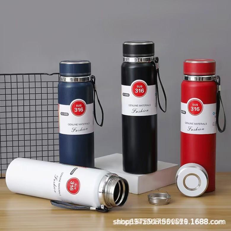 316 Stainless Steel Fashion Vacuum Cup Business Large Capacity Outdoor Portable Sling Sports Sun Pot Engraved Logo