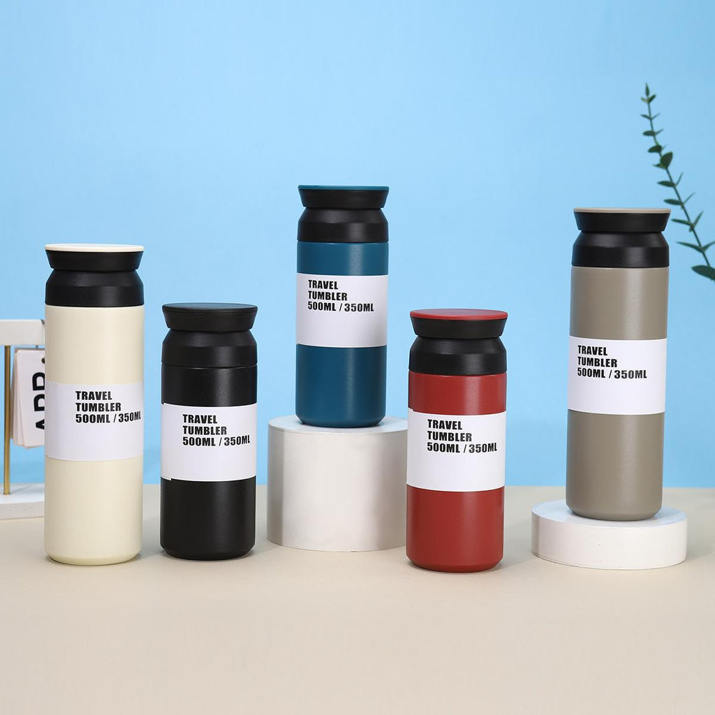 Outdoor Japanese Harajuku Cup Simple Handle Flat Cover Cup 304 Stainless Steel Vacuum Vacuum Cup Foreign Trade Small Water Cup