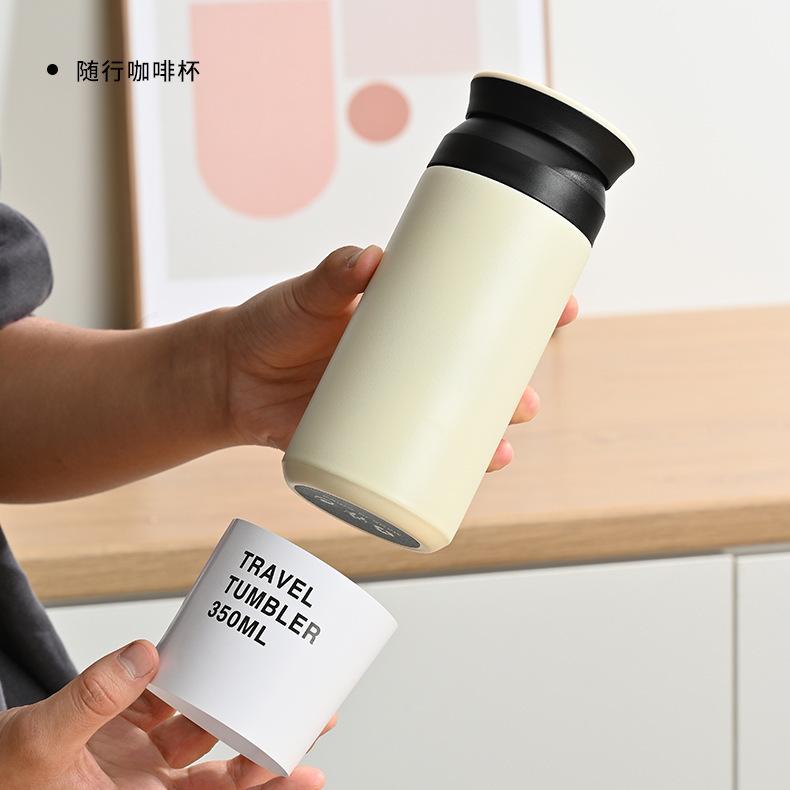 Outdoor Japanese Harajuku Cup Simple Handle Flat Cover Cup 304 Stainless Steel Vacuum Vacuum Cup Foreign Trade Small Water Cup