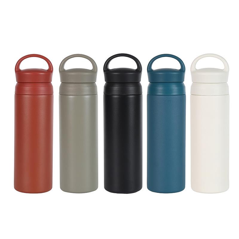 Outdoor Japanese Harajuku Cup Simple Handle Flat Cover Cup 304 Stainless Steel Vacuum Vacuum Cup Foreign Trade Small Water Cup