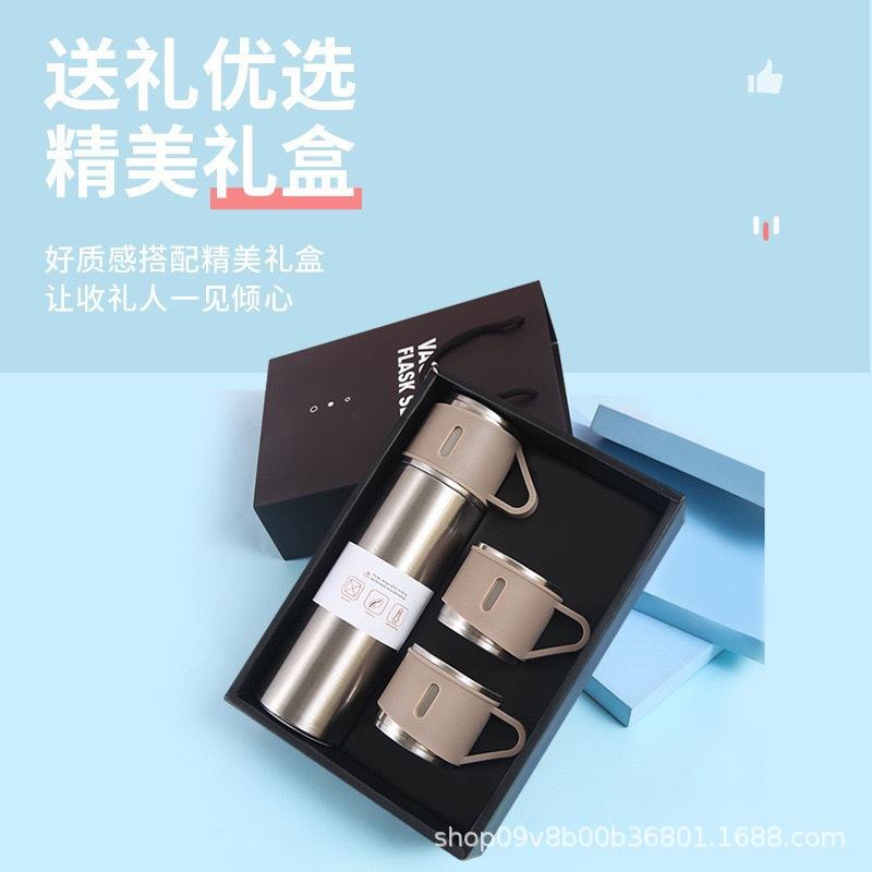 Cross-Border 304 One Cup, Three-Lid Dual-Purpose Outdoor Stainless Steel Vacuum Vacuum Cup, Large Capacity Portable Water Cup, All Steel