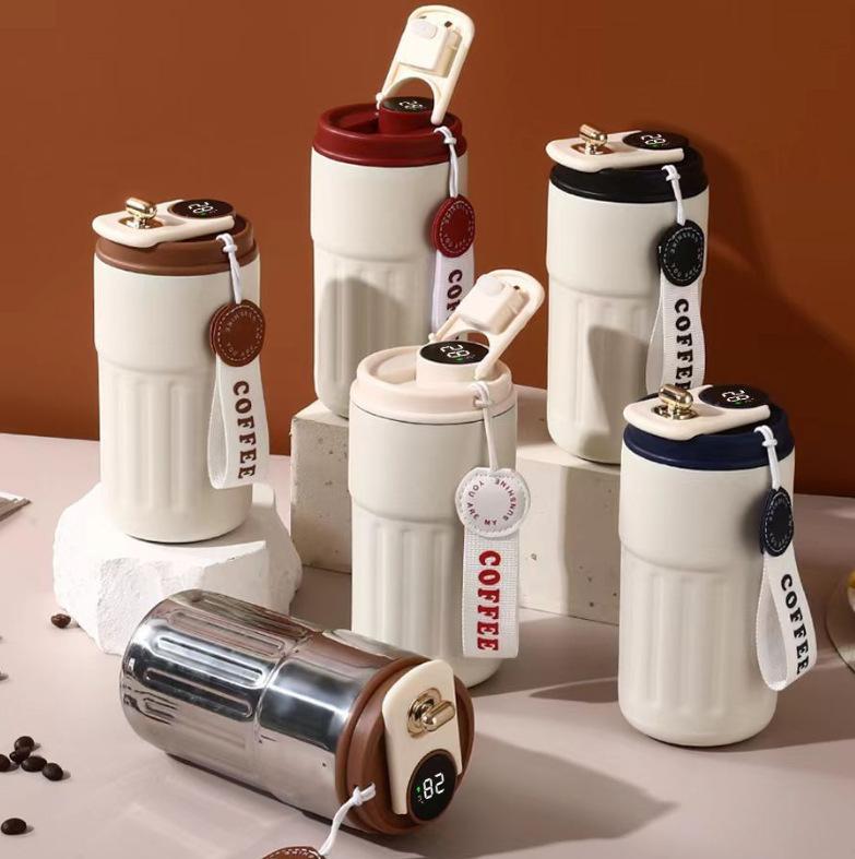 Cross-Border Smart Thermal Coffee Cup High-Looking Car 316 Stainless Steel Vacuum Cup Outdoor Portable Water Cup