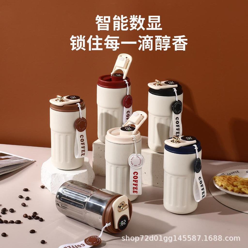 New High-Looking Stainless Steel Smart Warm Coffee Thermos Cup for Girls Outdoor Portable Water Cup Office Dedicated Cup