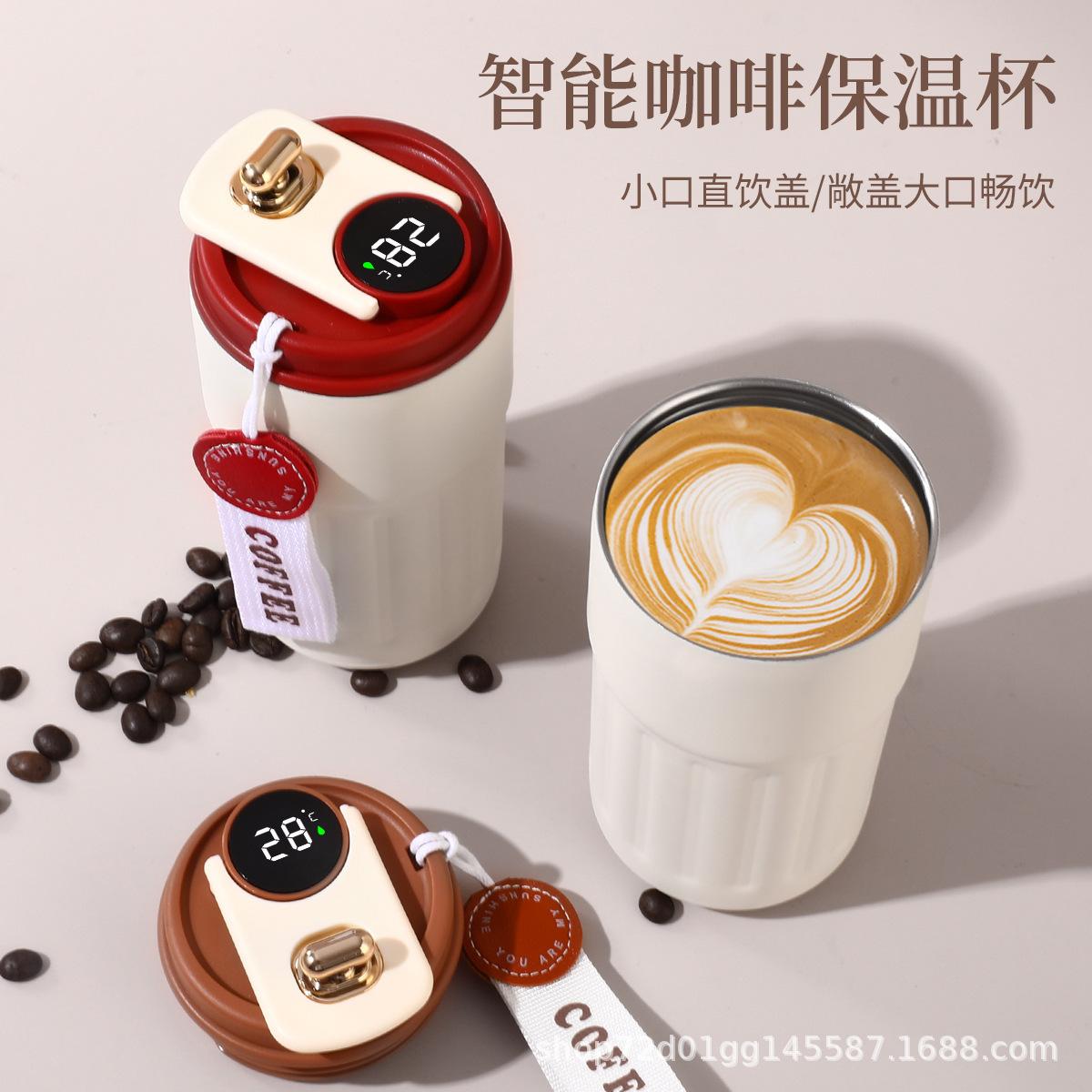 New High-Looking Stainless Steel Smart Warm Coffee Thermos Cup for Girls Outdoor Portable Water Cup Office Dedicated Cup