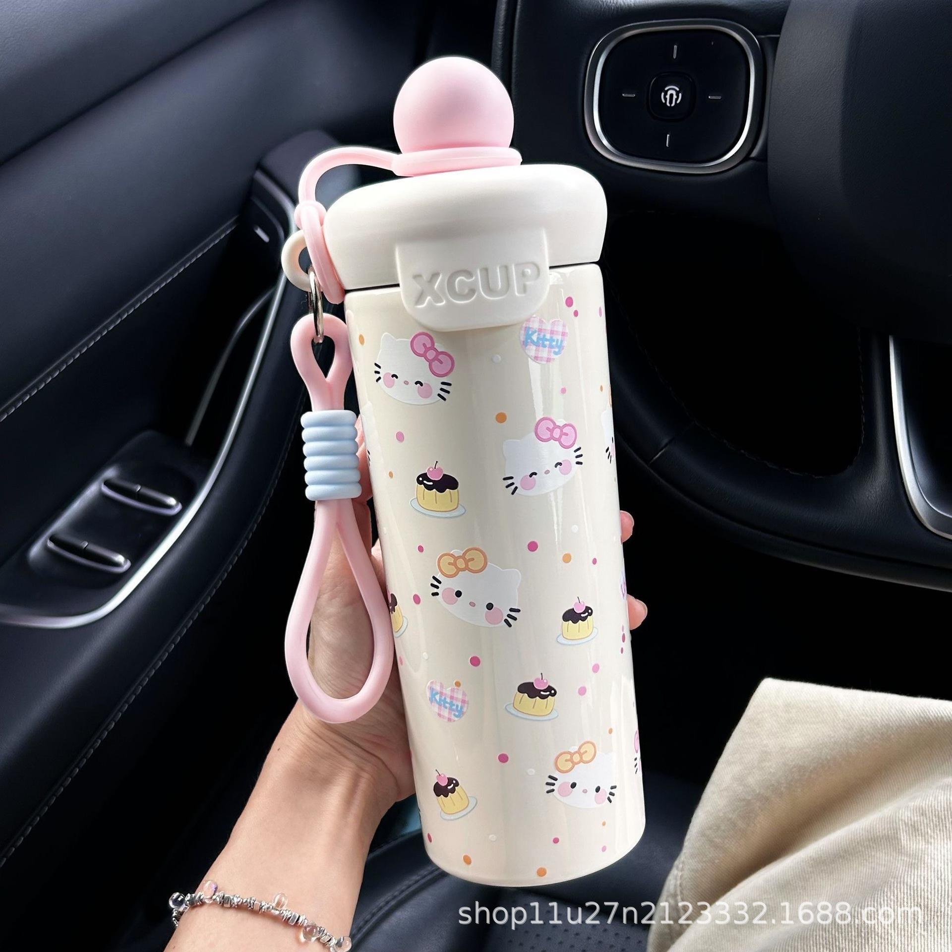 Cartoon 316 Straw Water Cup High-Looking Portable Rope Vacuum Cup Large Capacity Outdoor Portable Sports Water Cup for Students