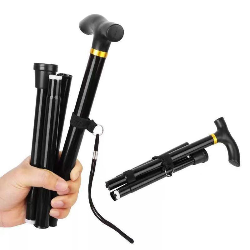 Outdoor Aluminum Alloy Climbing Walking Stick Telescopic Folding Climbing Stick Non-Slip Walking Stick Elderly Reinforced Adjustable 5 Sections