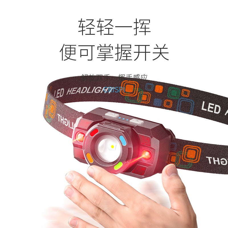 Smiling Shark New Outdoor Lighting Headlamp Telescopic Zoom Headlamp Poly Floodlight USB Rechargeable Lighting Wave