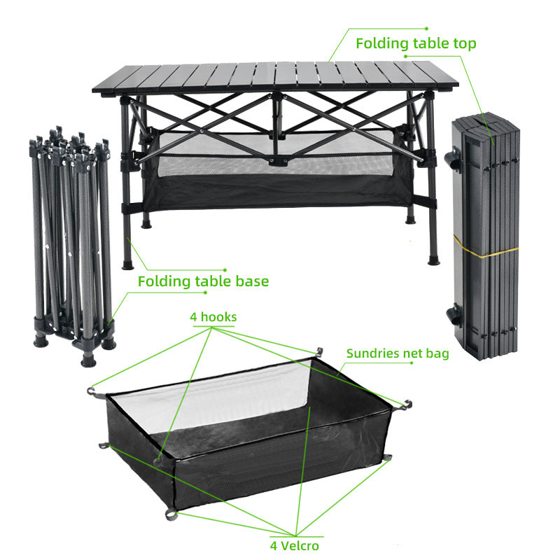 Outdoor Folding Table Small Table Rectangular Table Square Table Storage Long Square Multifunctional Portable Foldable Net Pocket