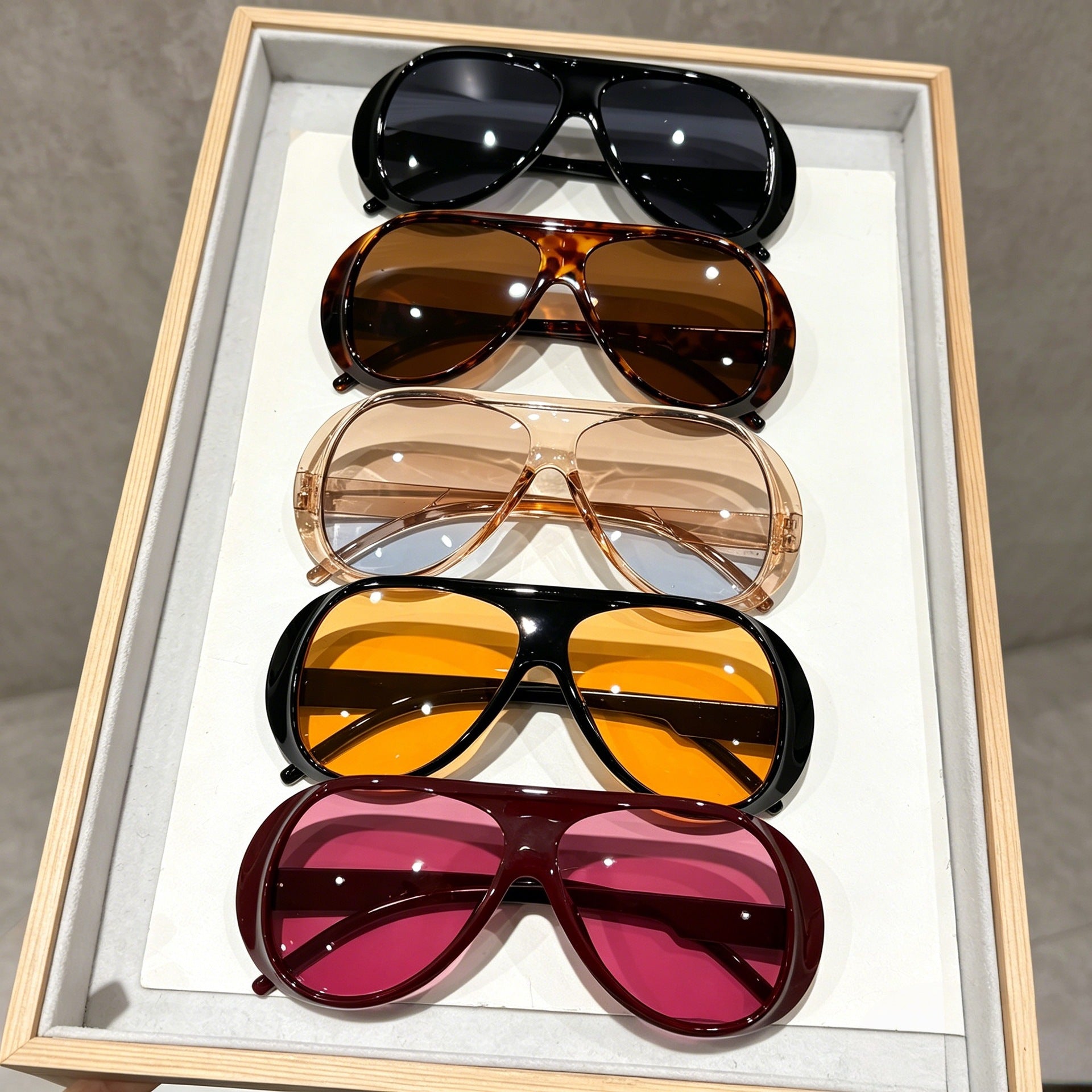 5 Pairs of Large Frame Pilot Sunglasses Women's High-Grade Set Y2g Fashion Sunglasses UV-Proof Sunglasses