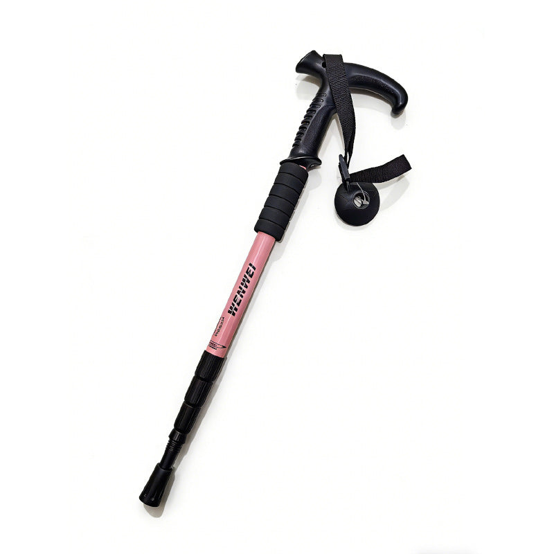 Steel Climbing Stick Walking Stick Telescopic Folding Outdoor Walking Stick Climbing Equipment Non-Slip Factory Direct Batch Elderly Anti-Fall