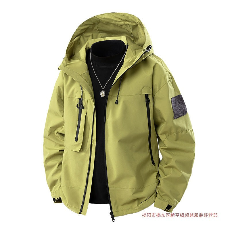 Clearance Jacket Men's 2025 Spring New Men's Korean-Style Slim-Fit Hooded Shoulder Stickers Outdoor Jacket Fashion