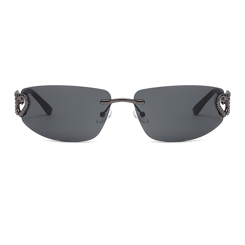 Mercury Film Frameless Sunglasses Women's High-Grade Cat Eye Online Celebrity Love Personality European and American Cycling Sunglasses Wholesale