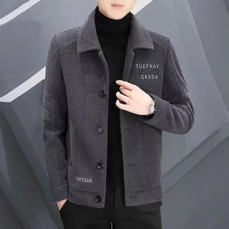 Autumn and Winter Men's Color Matching Fashion Coat Stand Collar Stitching Casual Thickened Warm Large Size Top Fashion
