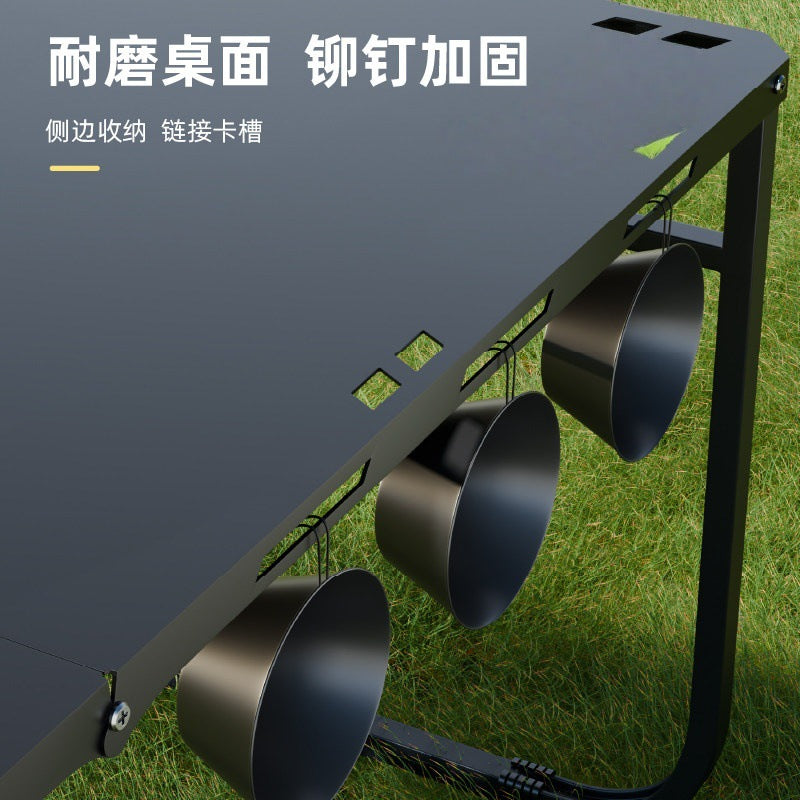 Carbon Steel Quick Open Table Four Hydraulic Rod Five Gear Lifting Tactical Folding Table Outdoor Portable Picnic Camping Tactical Table