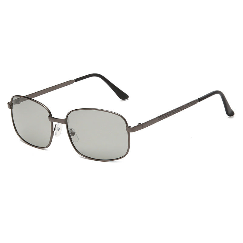 New Metal Square Frame Men's Sunglasses UV Protection Driving Fishing Sunglasses Color Changing Polarized Glasses Driving