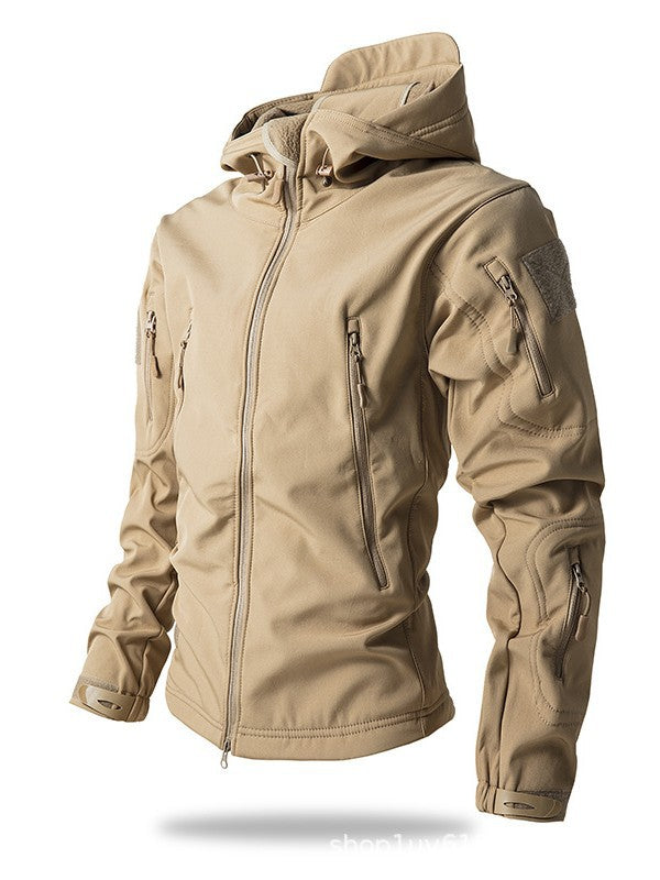 Outdoor Soft Shell Fleece Men's and Women's Autumn and Winter Windproof Waterproof Breathable Warm Three-in-One Coat Shark Leather Jacket Jacket