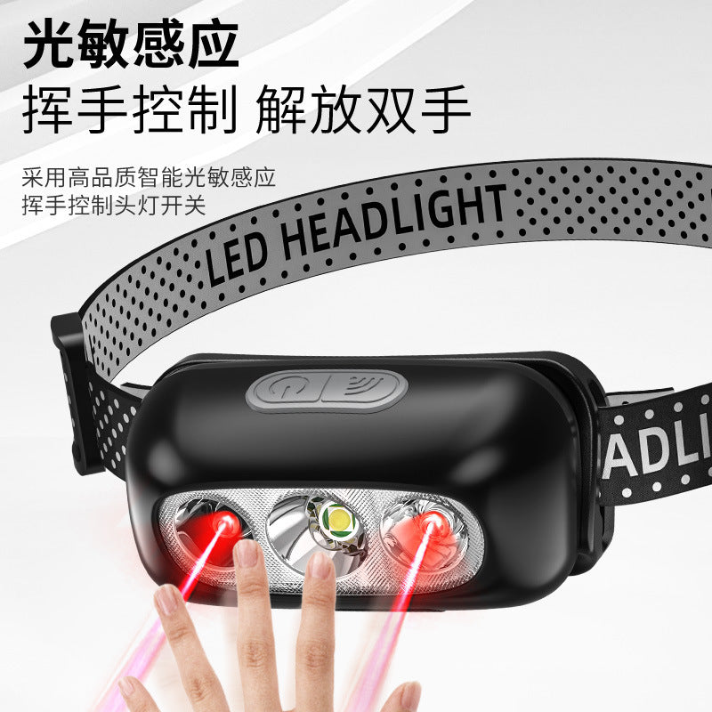 Headlight Super Bright Long Endurance Charging Head-Mounted Strong Light Induction Flashlight Led Night Fishing Lamp Endurance Lithium Battery