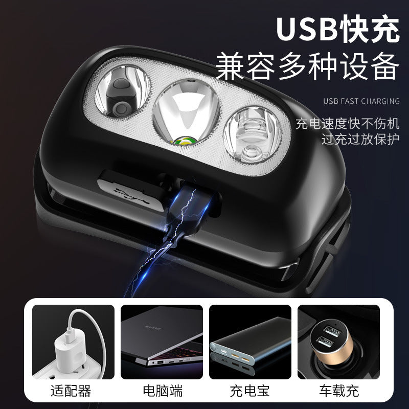 Headlight Super Bright Long Endurance Charging Head-Mounted Strong Light Induction Flashlight Led Night Fishing Lamp Endurance Lithium Battery