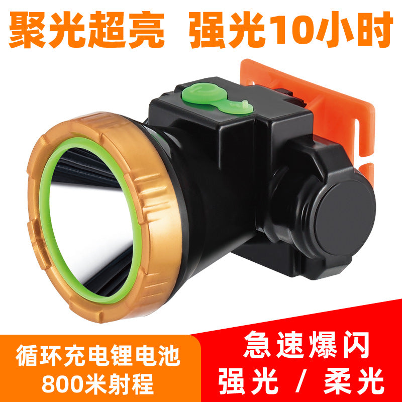High-Power Lithium Battery Led Strong Light Rechargeable Headlight Outdoor Waterproof Lithium Battery Headlight Headlamp Flashlight