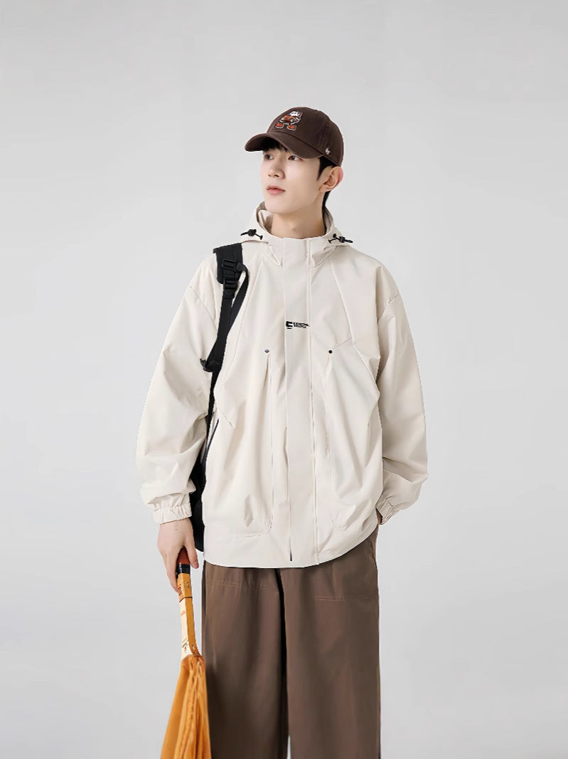 Popular Jacket Men's Loose Hooded Spring and Autumn American Casual Workwear Jacket Outdoor Mountaineering Sports Jacket