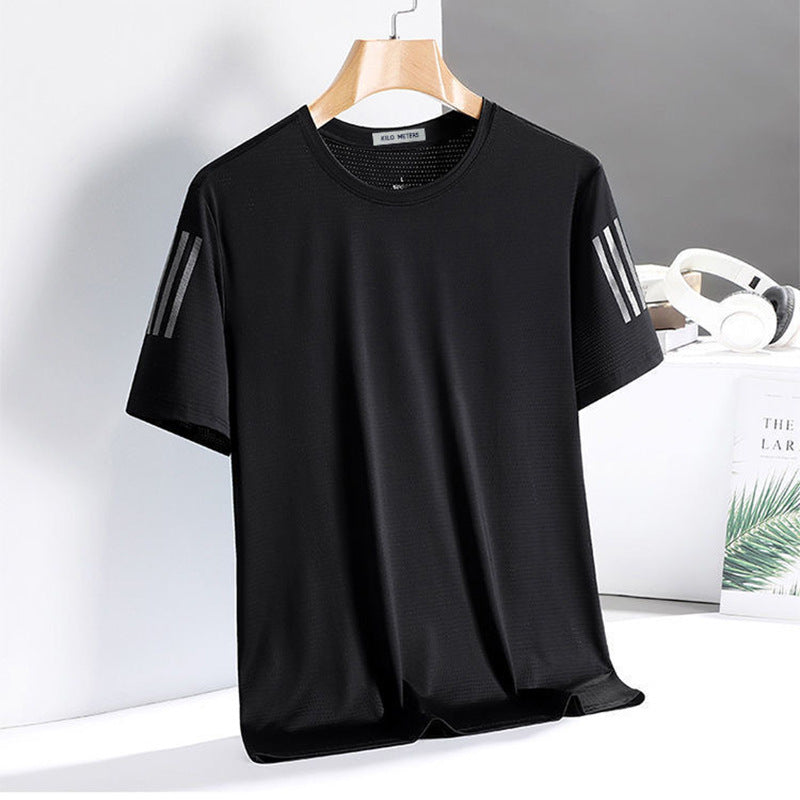 Quick-Drying Clothes Breathable Short Sleeve Thin Half Sleeve Top Men's Sports Summer Ice Silk T-shirt Men's Fashion Manufacturer Source round Neck