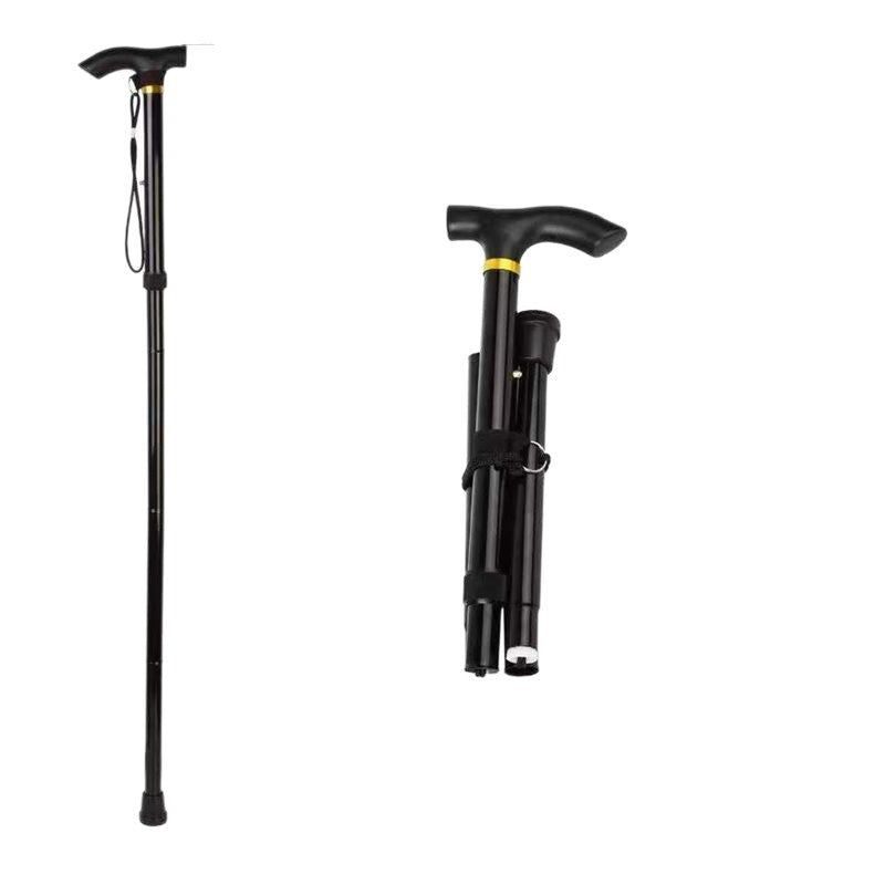 Outdoor Aluminum Alloy Climbing Walking Stick Telescopic Folding Climbing Stick Non-Slip Walking Stick Elderly Reinforced Adjustable 5 Sections