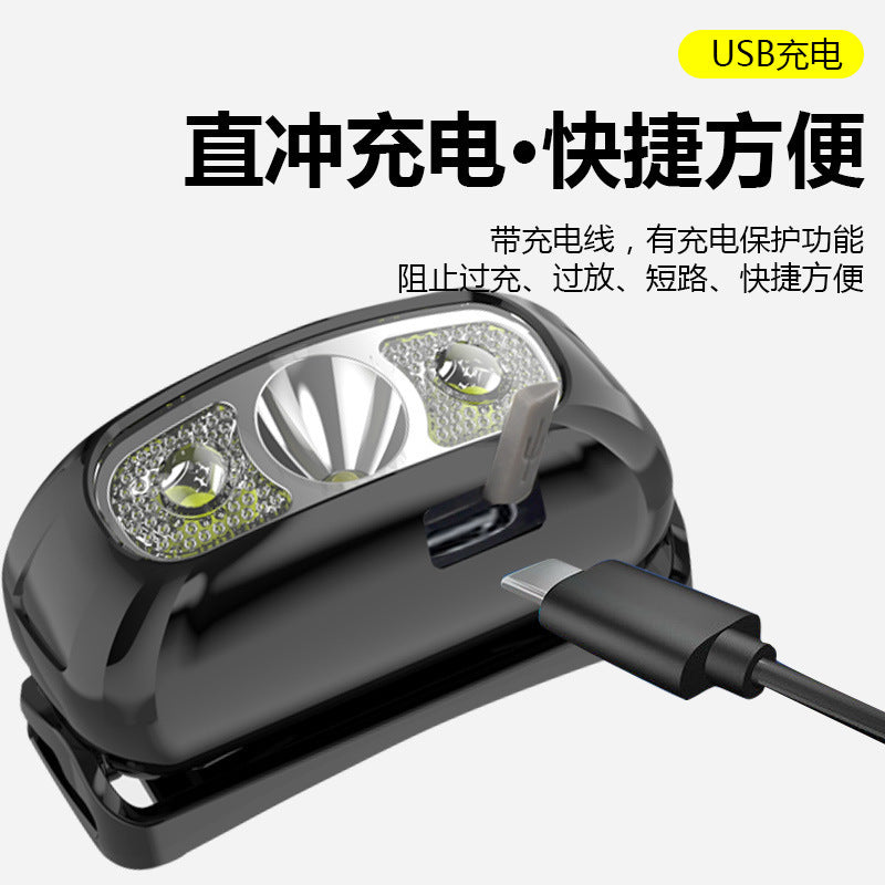 Intelligent Induction USB Charging Induction Headlight Led Night Fishing Head-Mounted Strong Light Night Running Small Headlight Outdoor Headlight