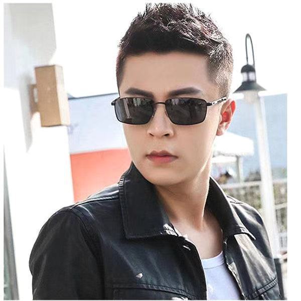 New Metal Square Frame Men's Sunglasses UV Protection Driving Fishing Sunglasses Color Changing Polarized Glasses Driving