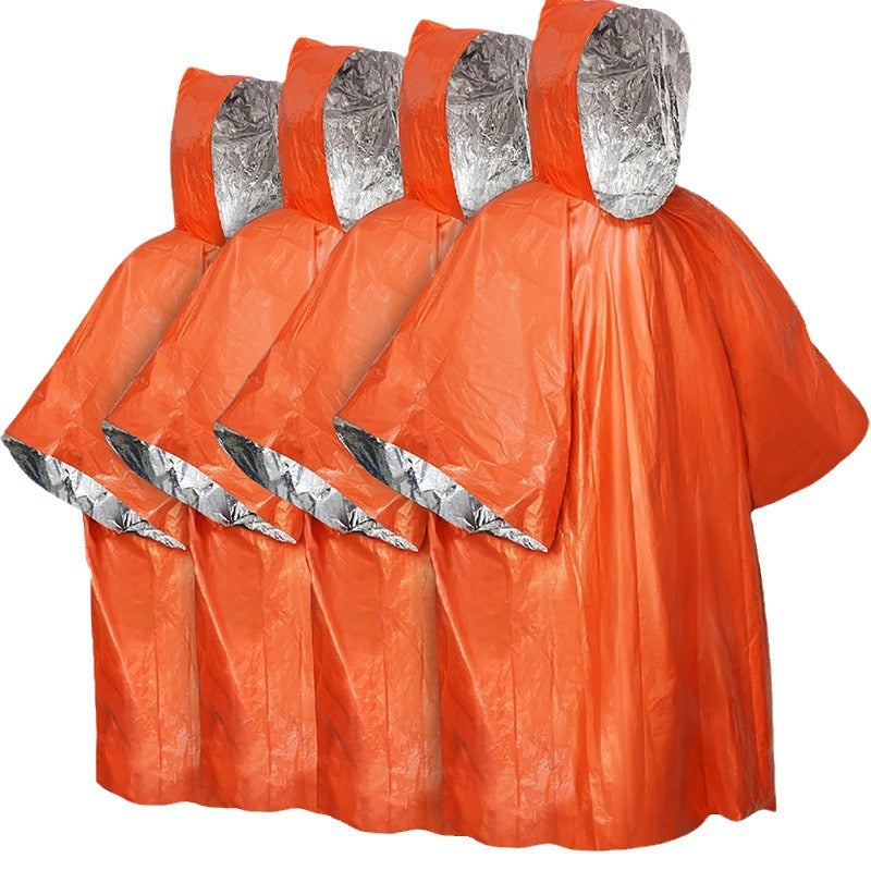 Boxihe Outdoor Emergency Blanket Raincoat Camping Emergency Cold-Proof Thermal Insulation Outdoor Survival Windproof Life-Saving Poncho Equipment