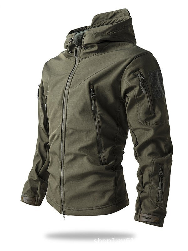 Outdoor Soft Shell Fleece Men's and Women's Autumn and Winter Windproof Waterproof Breathable Warm Three-in-One Coat Shark Leather Jacket Jacket